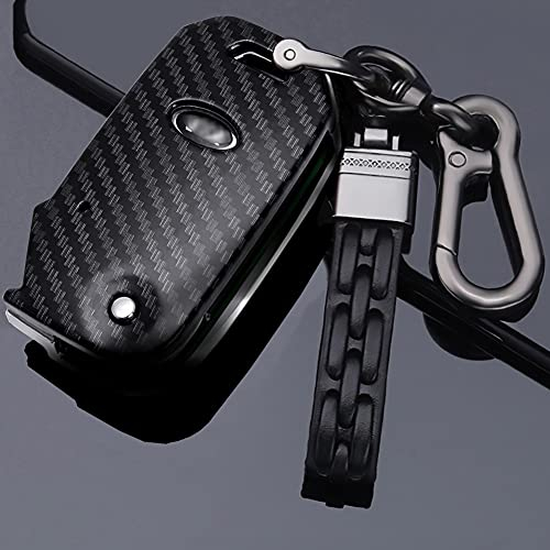 ontto ABS Klapp Autoschlüssel Hülle Kompatibel für Kia Sportage Ceed Sorento Cerato Forte KX3 K5 2017-2020 Fernbedienung Cover Schlüsselhülle Etui Schlüsselanhänger Schlüssel Schutz-Kohlefaser schwarz