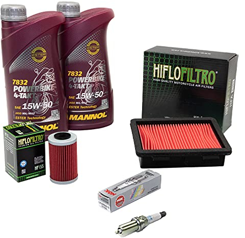 Wartungspaket Öl 2L + Luftfilter + Ölfilter + Zündkerze für KT M Adventure 390 Duke 125 390 Baujahr 2017-2020