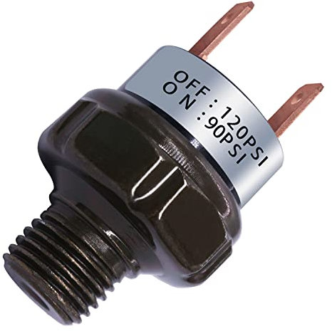 mankk Pressostat d'air 90-120 PSI Filetage 6,35 mm NPT 24 V 12 V DC Compresseur d'air Pressostat pour klaxon train 90-120-1/4 NPT-BK
