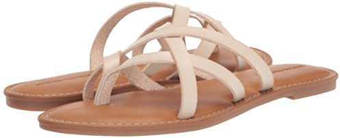 Amazon Essentials Sandalia Plana Tipo Pala con Tiras Mujer, Beige Claro, 35 EU