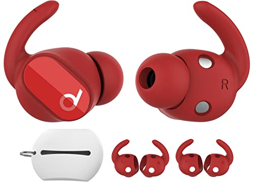 AhaStyle 3 Pairs Beats Studio Buds Ear Hooks Anti-Slip Ear Covers Silicone Accessories【Not Fit in The Charging Case】Compatiable with New Beats Studio Buds 2021 (Red)