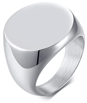 Dsnyu Herren Ehering mit Personalisiert Gravur, Edelstahl Schlicht Rund Siegelring Pinky Silber Jahrestagsring 57 (18.1)
