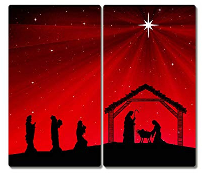Tulup Schneidebretter Gehärtetes Glas Spritzschutz 2x30x52cm Weihnachten Küche Herdabdeckplatte - Stern-Weihnachtsferien