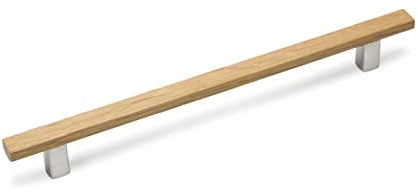 Gedotec Möbelgriffe Aluminium und Holz | 1 Stück - Falttüren-griffe Möbel | Länge: 284 mm | ARA | Nussbaum- Edelstahl Optik - minimalistisch | Schrankgriffe Schubladengriffe Küchengriffe Türgriffe