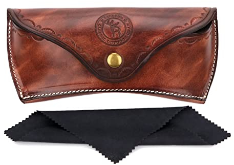 Tourbn Custodia per occhiali da sole in pelle, unisex, custodia rigida per occhiali da lettura, Marrone., 18*8*4.5cm