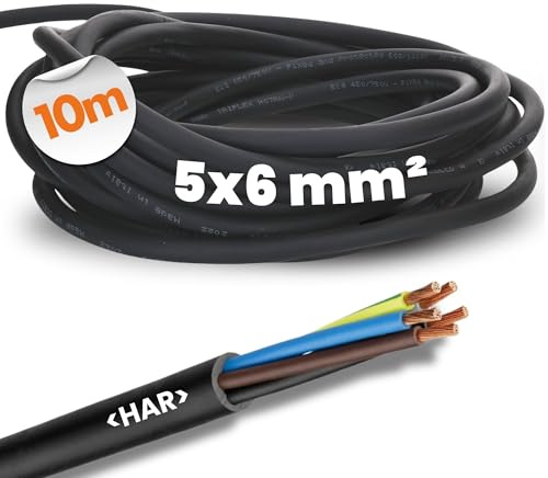 Lapp 10m Gummileitung H07RN-F 5G6 mm² Gummischlauchleitung Kabel Schwarz | 5x6 mm² Starkstromkabel für Außenbereich, UV-resistent, Ölbeständig, Flammwidrig, Anschlussleitung für Werkzeug und Baustelle