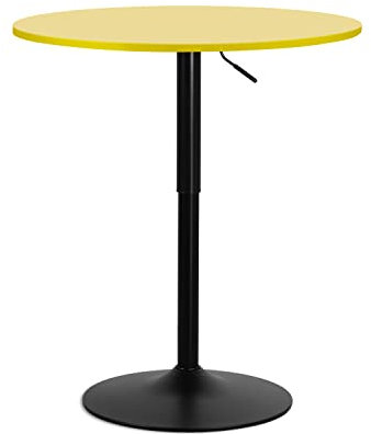 MoNiBloom Bartisch, rund, 80 cm, verstellbar, Kneipentisch, stabile Basis, Bistrotisch für Esszimmer, Zuhause, Küche, Terrasse, Bistro, Gelb