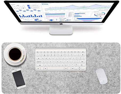 Schreibtischunterlage Filz Mauspad Groß - 100 x 43cm Desk Matte, Rutschfest Schreibunterlage, Tischunterlage Schreibtisch, Schreibtisch Unterlegmatte, Schreibtischmatte für Büro und Zuhause(Hellgrau)