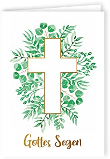 Friendly Fox Christliche Grußkarte Gottes Segen, 1x Klappkarte mit Kraftpapier Umschlag, ideal als Karte Taufe Kommunion Konfirmation Hochzeit