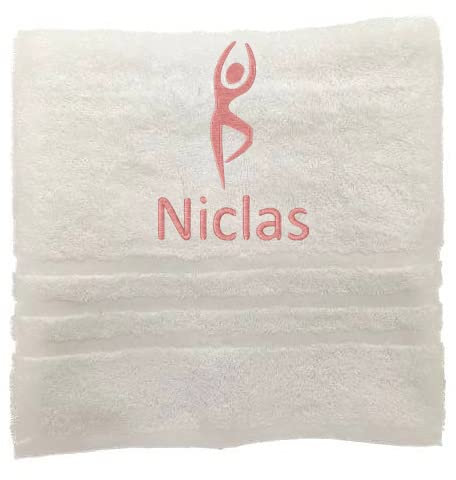 Personalisiertes Handtuch mit Namen Schön gestickter Sport Name Handbadetuch 100% Baumwollhandtuch Sportliche Motive Personalized Custom Towel with Name (140 x 70 cm, Ballett)