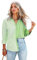 HEYPORK Damen Sommer Top Bluse Bequem Lässig Mode T-Shirt Blusen Frauen Frühjahr/Sommer Gestreift Druck Lange Ärmel Strickjacke Einreihig Shirt(Grün, M)