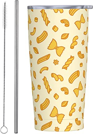 IUBBKI Isolierte Kaffeetasse, 590 ml, Ramen-Nudel-Suppenmuster, Trinkbecher, klassischer isolierter Reisebecher mit Trinkhalmen, Auto-Kaffeetasse, für Outdoor, Tee, Camping