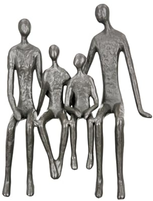 GILDE Deko Figur Skulptur Eisen Kantensitzer Familie - Eltern mit 2 Kindern - Geschenk Weihnachten Geburtstagsgeschenk - Dekoration Wohnzimmer -17 x 23 cm - Farbe: Braun