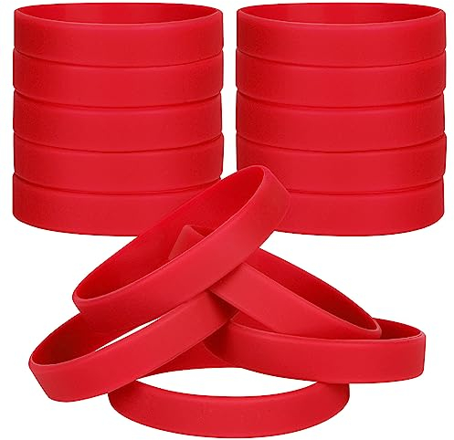 LVNRIDS 30 pièces Bracelets en silicone pour enfants, Bracelet élastique en caoutchouc de fête de sport pour l'école Rouge