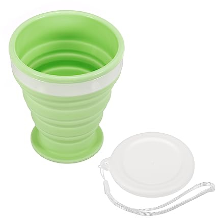 PATIKIL Zusammenfaltbare Wasserflasche 200mL Reisen Faltung Becher Silikon Tragbar Trinkbecher für Campen Wandern Draußen Grün