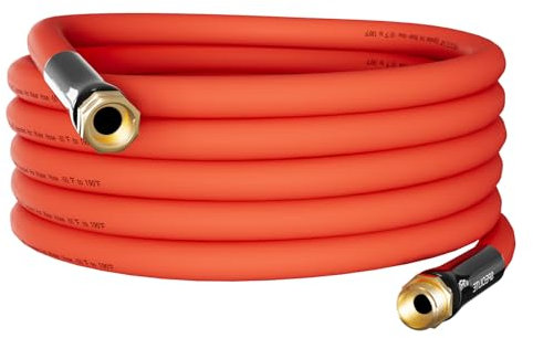SPECILITE 7,6 m Heiß- und Kaltwasserschlauch, 1,9 cm Innendurchmesser, -45,6 °C - 87,8 °C, robuster Gartenschlauch, flexible und leichte Gummischläuche mit Messingbeschläuchen für Hof, Outdoor,