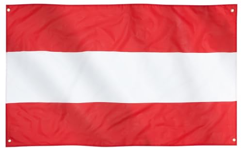 Runesol Drapeau de l'Autriche, 91x52cm, 3ft x 5ft, 4 œillets, œillet dans chaque coin Drapeau autrichien, Österreich, Österreich-Drapeauge, intérieur, extérieur, Cricket