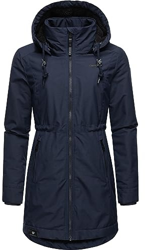 Ragwear Damen Winter-Kurzmantel Dakkota wasserdicht und atmungsaktiv | Länge: oberschenkellang | Wärmegrad 3 von 3 – warm gefüttert | wasserdicht und atmungsaktiv | abnehmbare Kapuze