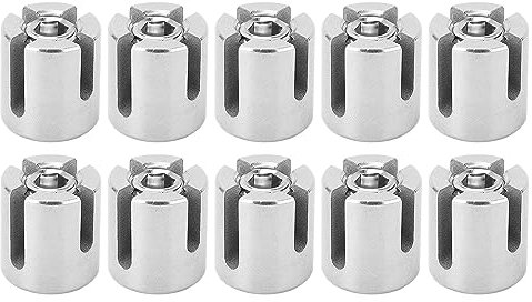 10 Stück Edelstahl-Kabelgeländer-Kreuzkabelklemmen, Drahtseil-Kreuzklemme für Wandgittersystem (M8 3mm)