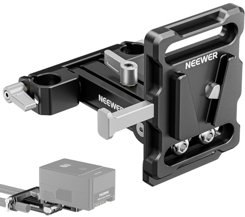 Neewer Mini V Mount Batterieplatte mit 15 mm LWS Stangenklemmen, 180° neigbar, faltbar, L-förmige V-Lock-Batterieplatte mit Schnellentriegelungsknopf, kompatibel mit SmallRig Shoulder Rig Sony FXLION