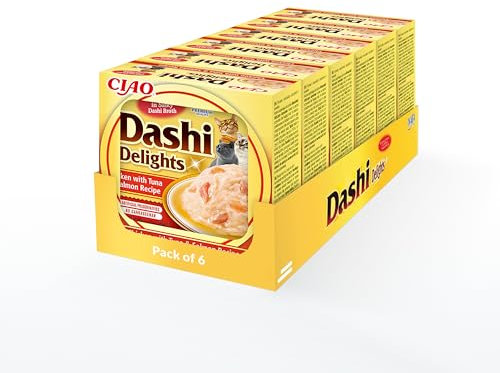 INABA Dashi Delights Katzenfutter Nass 100% Natürliches Hähnchenfleisch | Getreidefrei, Zuckerfrei, ohne künstliche Aromen, 86% Feuchtigkeit | Premium Katzen Leckerlies in Brühe 70 g (6er Pack)