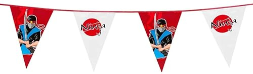 6m Wimpelkette * MANGA NINJA * für Kindergeburtstag und Party | Karate Kämpfer Kinder Geburtstag Girlande Bunting Flag Partykette…