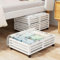 WISUCART Bamboo Underbed Storage Bin Organizer with Wheels Large Capacity Dust Bag Sturdy Wood Shoe Organizer 2 Packs (White)