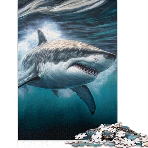 für ErwachsenePuzzleGames Der Große Weiße Hai, Puzzles für Erwachsene, 1000-teiliges Holzpuzzle für Jungen, Mädchen, Kinder, Lernspiel, Herausforderungsgröße (50x75 cm)