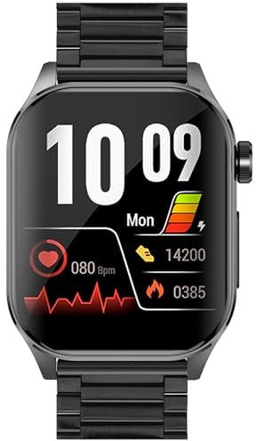 Knauermann PRO 3 (2024) Schwarz - Gesundheitsuhr Smartwatch mit Telefoniefunktion - EKG + HRV und SOS Funktion - AMOLED Display- BT Bluetooth - Schlafapnoe - Titanband Schwarz, 14-24