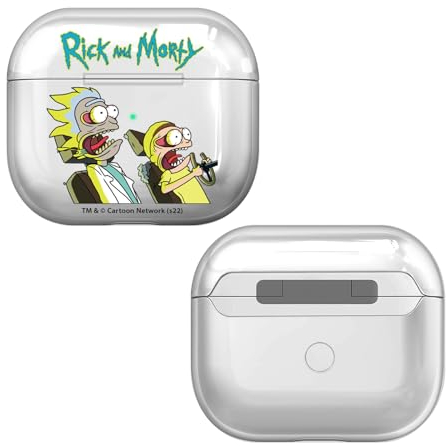 Head Case Designs Offizielle Rick and Morty Charakter Kunst Grafiken Durchsichtig Harte Kristall Handyhülle Hülle Huelle kompatibel mit Apple AirPods 3 3rd Gen Charging Case