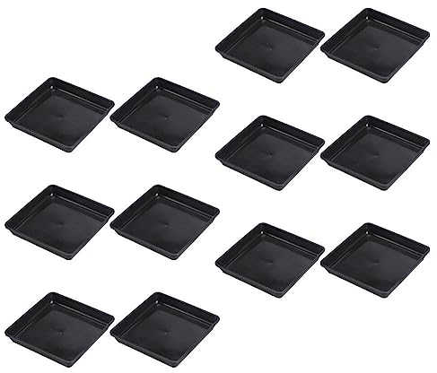 12pcs Soucoupes CarréEs Pour Pots De Fleurs - Plateaux En Plastique Pour Plantes D'IntéRieur Et D'ExtéRieur, Plateau Pour Plantes En Pot de 4,72 Pouces Adapté à Une Utilisation Intérieure Et Extérieur