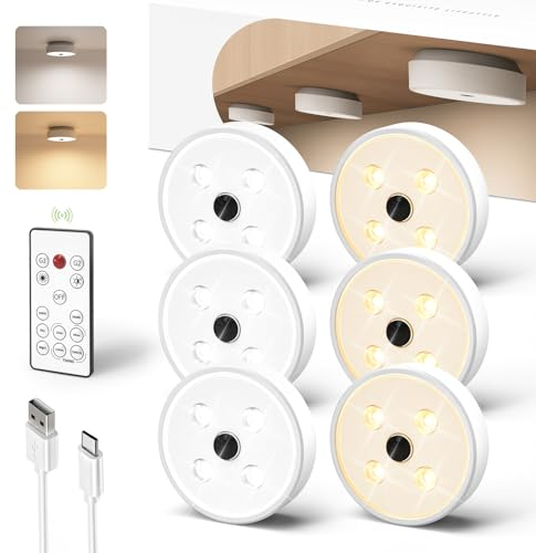 EZVALO Kabellos Schrankleuchte Bewegungsmelder, küchen Unterbauleuchten LED, Batteriebetrieben Kontrolle der Gruppe mit Fernbedienung (6stück-1200mAh)