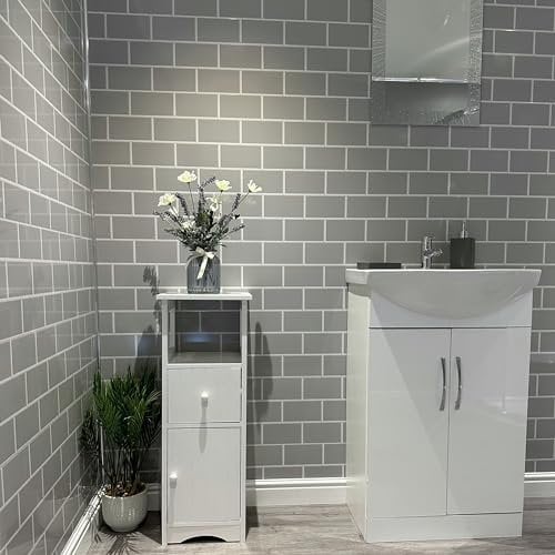 DBS Grey Metro Tile Effect PVC Bathroom Cladding Shower Wet Wall Panels Kitchen (6 Panels - 3.9sqm)