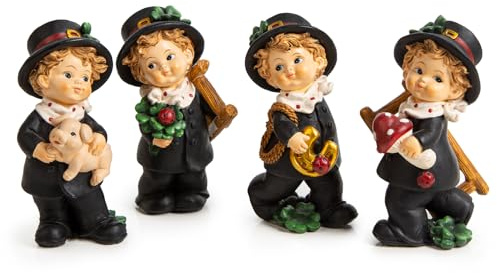 Logbuch-Verlag 4 Schornsteinfeger Figuren 10 cm Kaminkehrer Glücksbringer mit Glückssymbolen kleines Geschenk Viel Glück