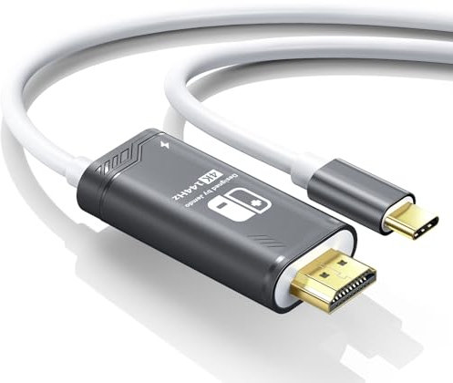 JEMDO 4K@144Hz USB C to HDMI Cable Compatible with Nintendo Switch NS/OLED/Steam Deck/ROG Ally, Portable TV Connector Dock for Screen Mirroring, 2m/6.6FT, Black