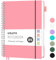 RETTACY Collegeblock B5 Kariert, Leichtgewicht Notizbuch, Blcok Ringbuch, 100gsm mit 140 Blatt / 70 Seiten zum Zeichnen, PVC Cover, zum Tagebuch, College, Konferenz, Reise, 19.3x 25.4cm - Rosa