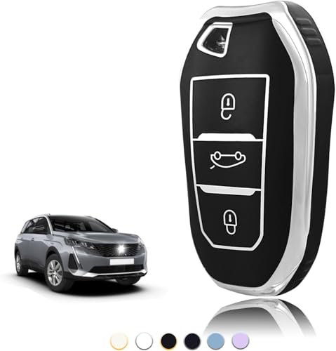 TOOMUME Coque Clé TPU, Etui Clé Étui Clé Adapté pour Peugeot 208 308 508 2008 3008 5008 Rifter Citroen C3 Arricross C4 Picasso DS3 DS4 Berlingo, Couvre Clef Cache Cle Voiture Telécommande - Smart Key