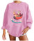 Pullover in Kastenform Lässiges Sweatshirt ohne Kapuze Weihnachtsdruck Langarm Pullover Sweatshirt (S)