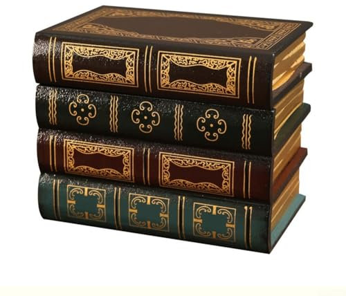 Feegow False Book Box Vintage Storage Book Stylish Vintage Books - Decorative Books Faux Books for Decoration, Wooden Study Book Wooden Antique Decor(A)