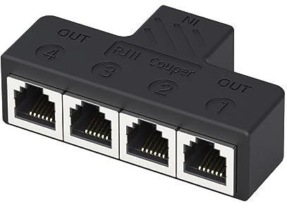 Ddujbtp Telefono Splitter 3 Way/4Way Convertitore di Uscita RJ11 6P6C Adattatore Convertitore 3/4port Presa Adattatore Comodo