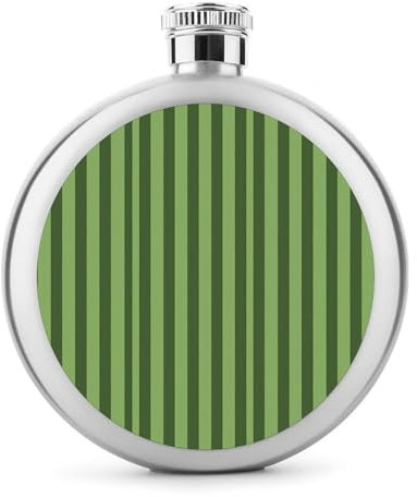 Klassische grün gestreifte Hüftflasche 5 Unzen Runde Edelstahl Spiegel poliert Weintopf tragbare Tasche Wein Whisky Flasche kleine Trinkflaschen Trinkgeschirr für Männer Frauen