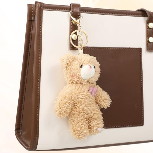 ElevateTech Bär-Plüsch-Schlüsselanhänger, 2 Stück Mini-Schlüsselanhänger in rosa Herzform, Basteln DIY-Zubehör Partygeschenke weicher Schlüsselanhänger dekoratives Tier-Plüschspielzeug für Erwachsener
