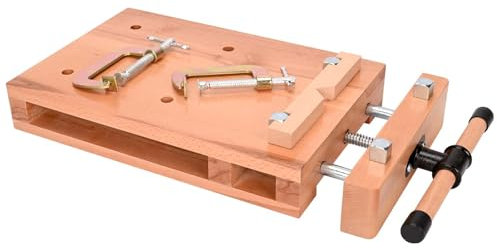bimiti Tragbare Hobelbank, Mini Werkbank aus Buchenholz 53x28x7 cm, Mobil Holz Schraubstock Workbench, Vielseitig Verstellbar Werkbänke, Werktisch Holz für Klemmen Hobeln
