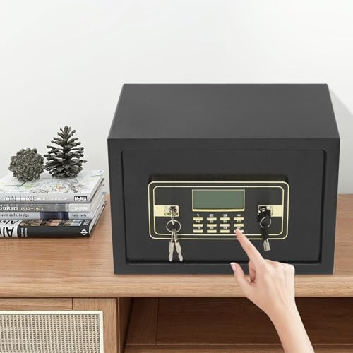 22L Elektronischer Tresor, Tresor Safe mit LED-Anzeige, Elektronischer Safe mit herausnehmbarem Fachboden, Hohe Sicherheit, Heimsafeschrank Aufbewahrung von Geld, Dokumente, Medikamenten
