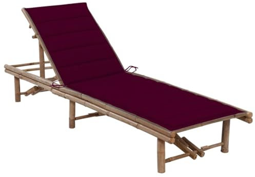 Helloshop26 Transat Chaise Longue Bain de Soleil lit de Jardin terrasse Meuble d'extérieur avec Coussin Bambou 02_0012289