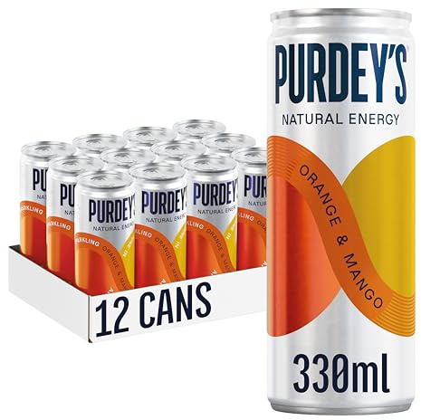 Purdey's Natural Energy Orange & Mango 330ml Can (Pack of 12)