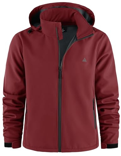ZITY Jacke Herren Wasserdichte Winterjacke Fleece Kapuzenjacke Hoodie Reißverschluss Mantel mit Taschen Outdoorjacke zum Wandern Camping Angeln