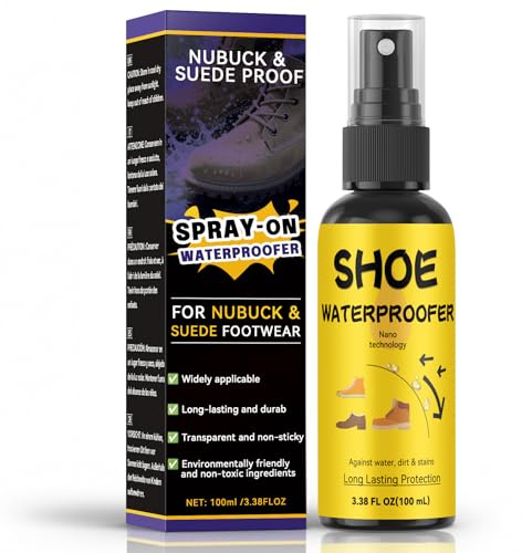 Spray Impermeabilizzante Scarpe 100 ml, Protettivo e Anti-Macchia per Pelle, Camoscio, Nubuck e Tessuto, Impermeabilizzante Scarpe con Protezione Veloce e Duratura per Sneakers e Scarpe Casual