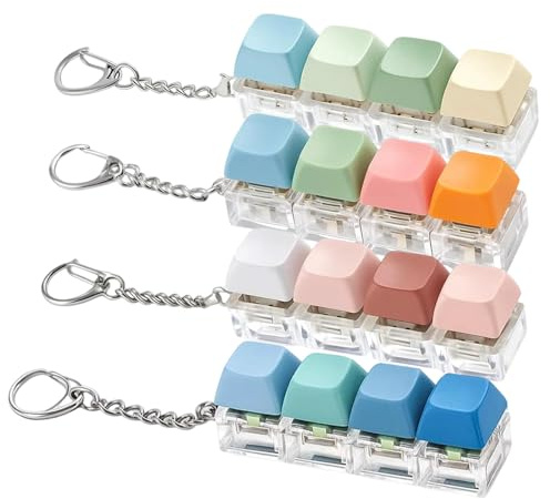 4 Stück Tastatur Fidget Spielzeug, Lustige Tastatur Schlüsselanhänger, Tragbarer Vier Tasten Schlüsselanhänger, Fidget Keyboard, Fingertastatur Stressabbau Spielzeug für Männer & Frauen
