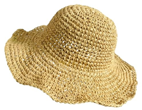 GYTFOG Straw Hat, Sun Hats for Women, Crochet Straw Sun Hat for Women Brown | Ladies Sun Hat with Packable Design, Summer Beach Hat for Travel Decoration Summer Vacation Outdoor Activities